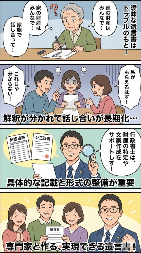 遺言書の内容が曖昧で実現できなかったケースと避けるためのポイント
