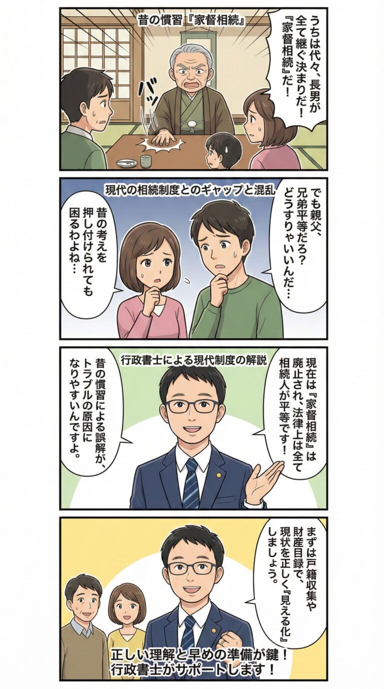 家督相続と現代相続制度の違いをわかりやすく解説｜行政書士による基礎知識ガイド